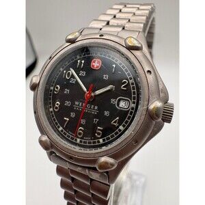 Vintage Wenger S.A.K. Design Swiss Military Watch - Black Dial - 100M - New Batt
